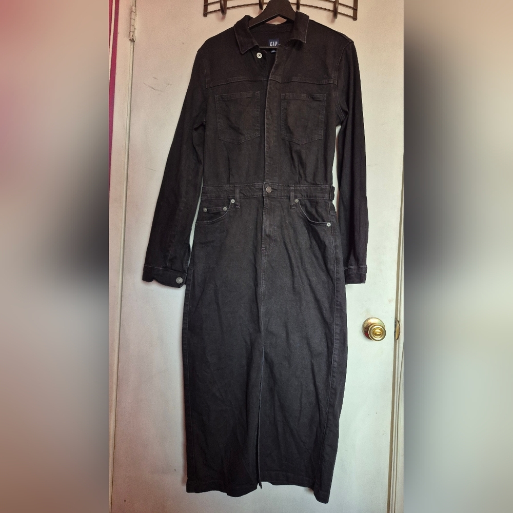 GAP Black Denim Midi Dress